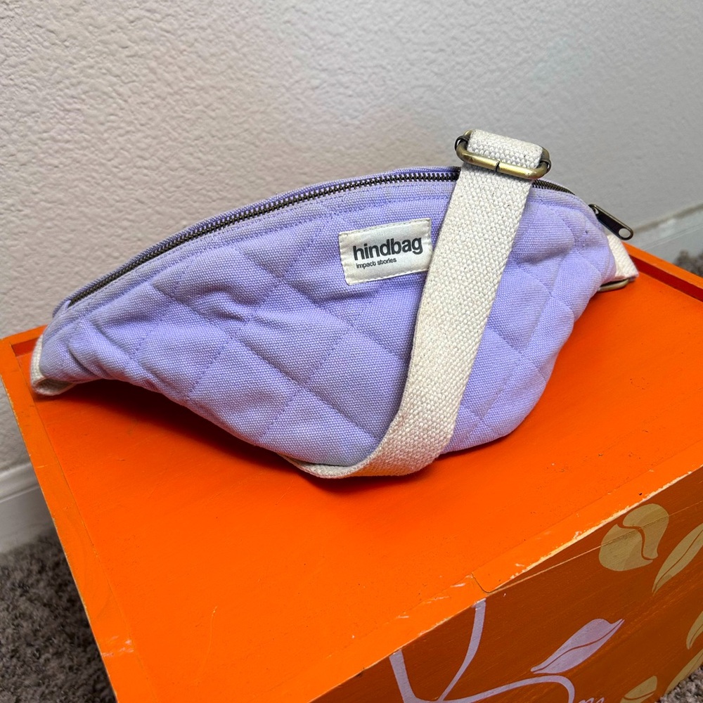Womens Lilac Adjustable Quilted Crossbody Bag 100% Cotton Sustainable Organic